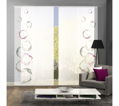4er-Set Schiebevorhang, Halbtransparent, CORRAS, Höhe 245 cm, 2x Dessin /2x uni transparent