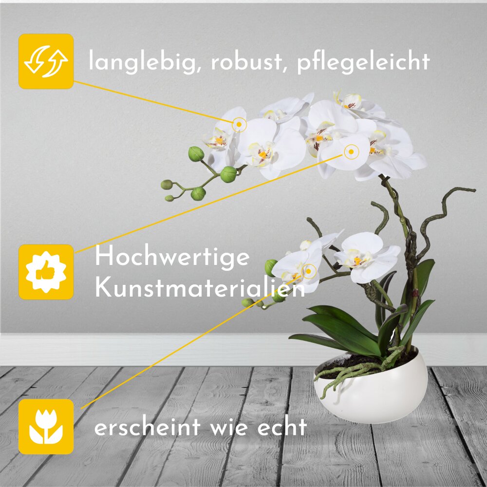 Kunstpflanze Orchidee weiß 42 cm & Schale günstig kaufen