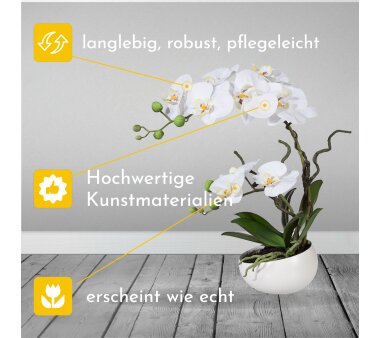 Kunstpflanze Orchidee Phalenopsis, weiß, mit...