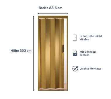 Kunststoff Falttür Luci, Volllamelle, B 88,5 x H 202...