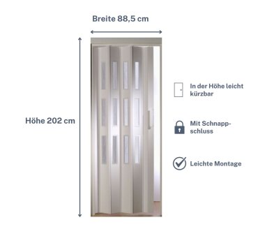 Kunststoff Falttür Luci mit 3 Fensterreihen, B 88,5...