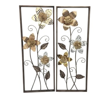 Wanddekoration BLUME 676, 2er Set, bronce- / goldfarben,...