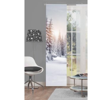Schiebevorhang Deko blickdicht WINTERSONNE, Farbe weiß, Größe BxH 60x245 cm
