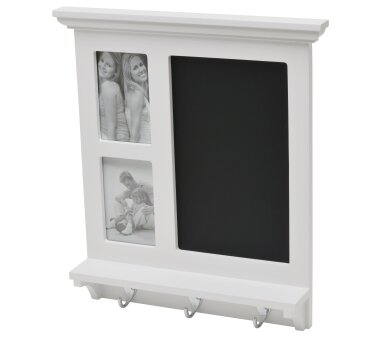 Duraline Wandregal Classic,  mit Memo-Tafel, Fotorahmen und Haken, Farbe weiß, Größe 45x41 cm