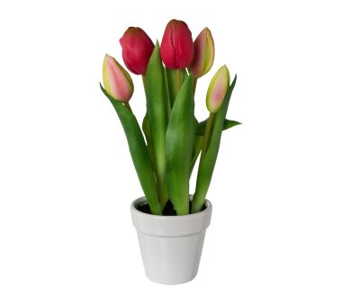 Kunstpflanze Tulpen mit 5 Blüten, Farbe pink, im...
