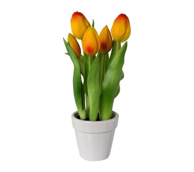 Kunstpflanze Tulpen mit 5 Blüten, Farbe orange, im...