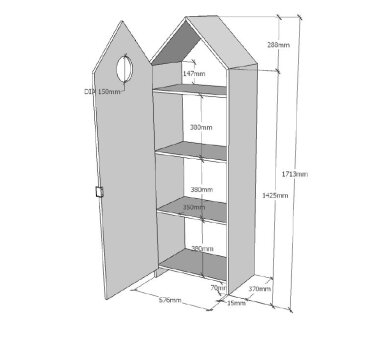 Vipack Wäscheschrank CASAMI, 1-türig, Farbe weiß / mint