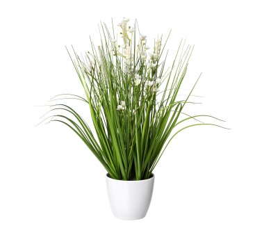 Kunstpflanze Blüten-Grasmix, Farbe weiß, inkl....