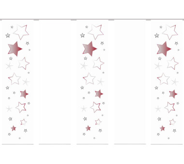 5er-Set Flächenvorhänge STARS blickdicht, Höhe 245 cm, rot