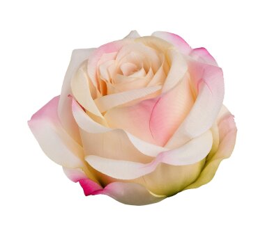 Kunstblume Rose mit Clip, 6er Set, pfirsich, 8,5x10,5 cm