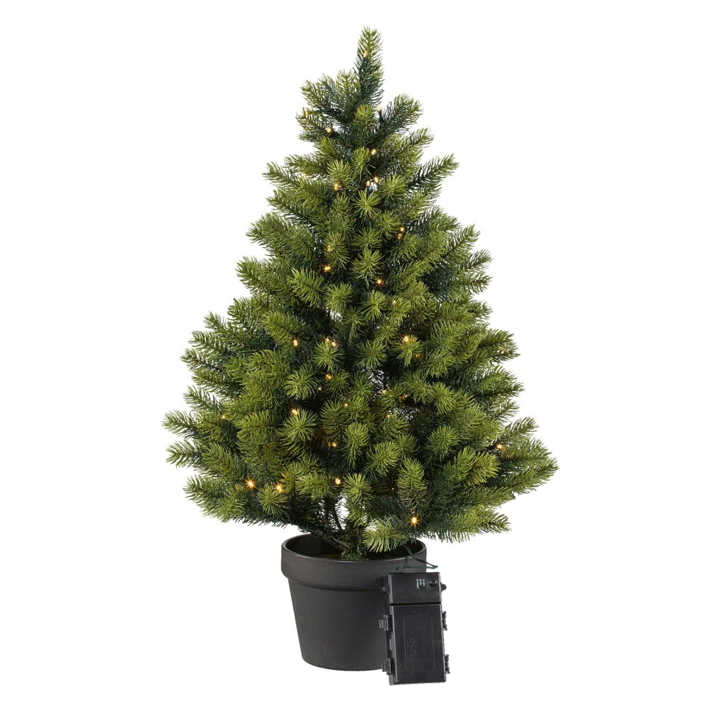 Künstlicher Tannenbaum mit 100 Lichtern, Farbe grün, inkl. Topf, Höhe ca.  90 cm &#10004 online kaufen