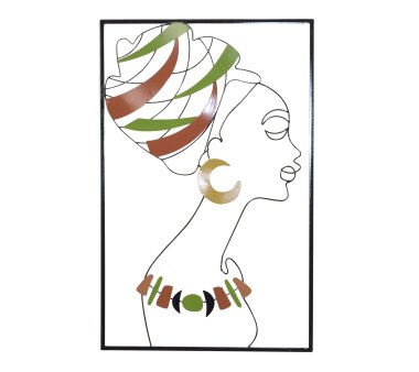 Wanddekoration AFRIKANISCHE FRAU, multicolor, 46 x 3 x 72...