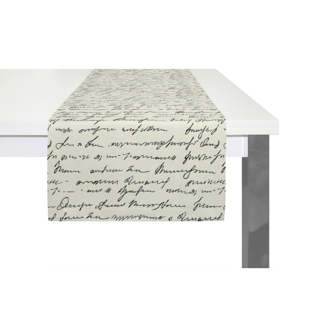 ADAM Tischläufer SCRIBBLE, Kuvertsaum, 150x50 cm, natur-schwarz | bei  Wohnfuehlidee