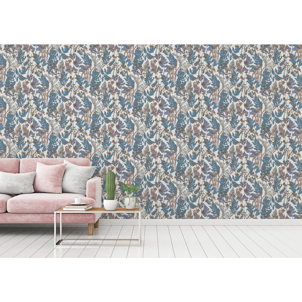 Architects Paper Floral Impression Vliestapete Florale Tapete Blau matt 10, 05 m x 0,53 m