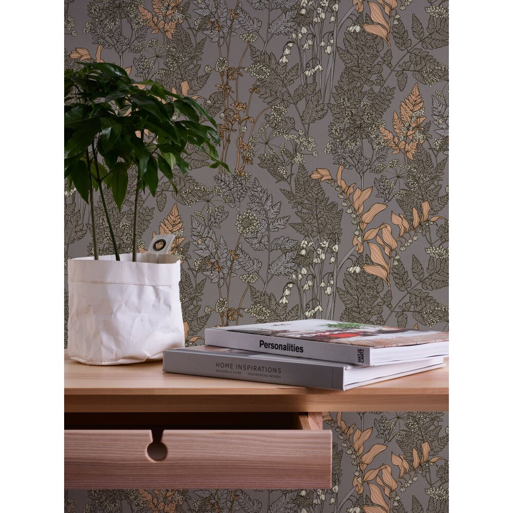 Architects Paper Floral Impression Vliestapete Florale Tapete Grau matt  10,05 m x 0,53 m