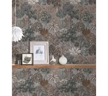 Architects Paper Floral Impression Vliestapete Dschungeltapete Grau matt 10,05 m x 0,53 m