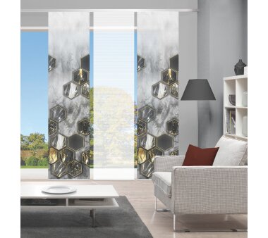 VISION S 3er-Set Schiebegardinen LAYON, halbtransparent, Höhe 260 cm, anthrazit