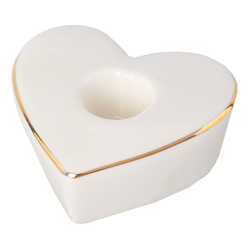 Porzellan-Kerzenhalter Herz GOLDLINE, 4er Set, Farbe weiß, 3x7,6x7,4 cm  online kaufen