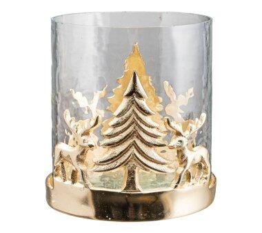 Glas-Windlicht mit Alu-Weihnachtslandschaft, Farbe silber, 13x13x15 cm  online kaufen