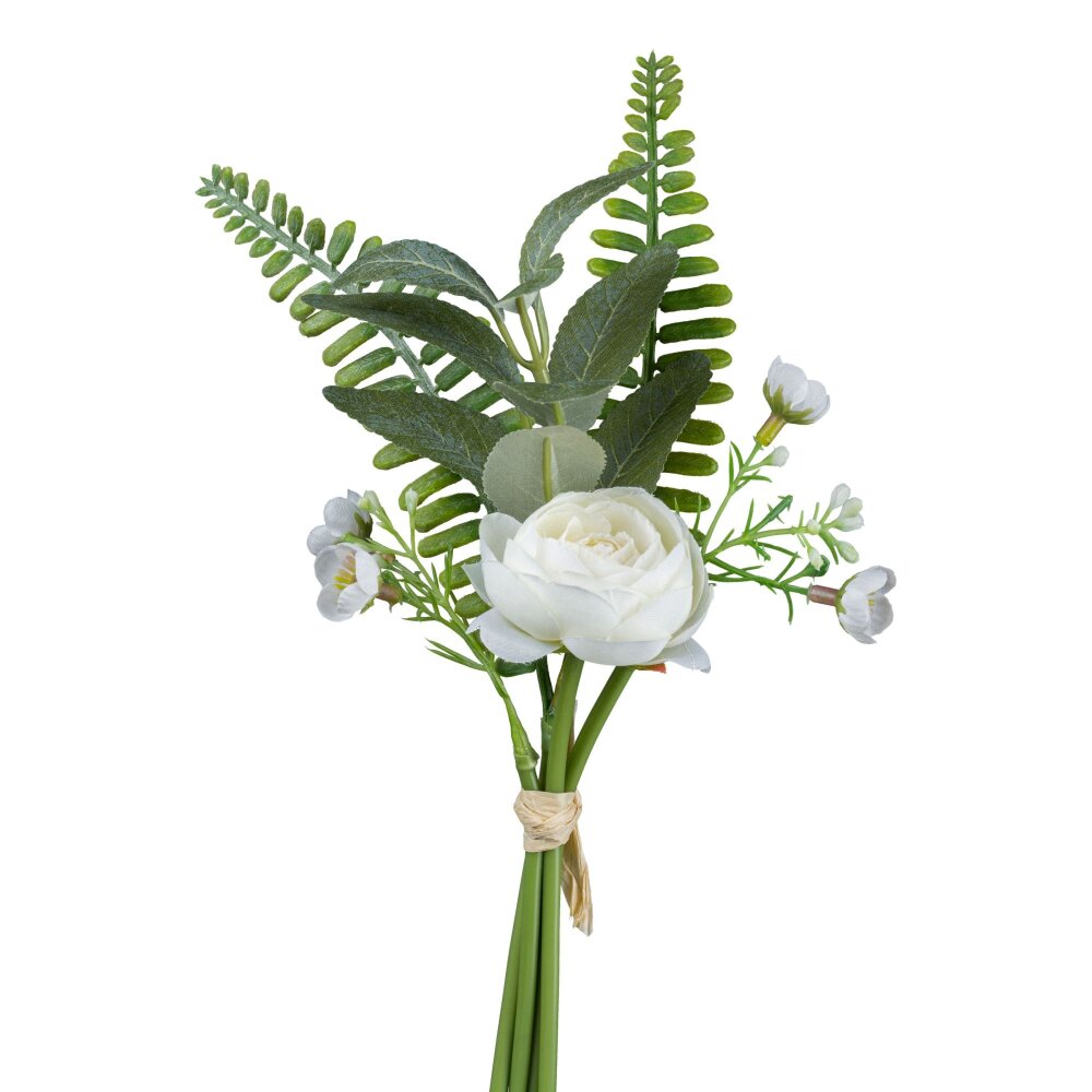 Kunstblume Ranunkelbund, 5er Set, weiß, 30 cm - kaufen