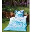 Janine Mako-Satin Bettwäsche Modernart S 42107, Blüten-Design, azurblau, verschiedene Größen